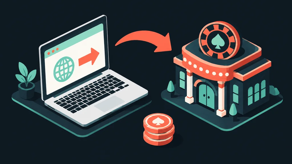 Flat isometric scene of a redirect link to a casino