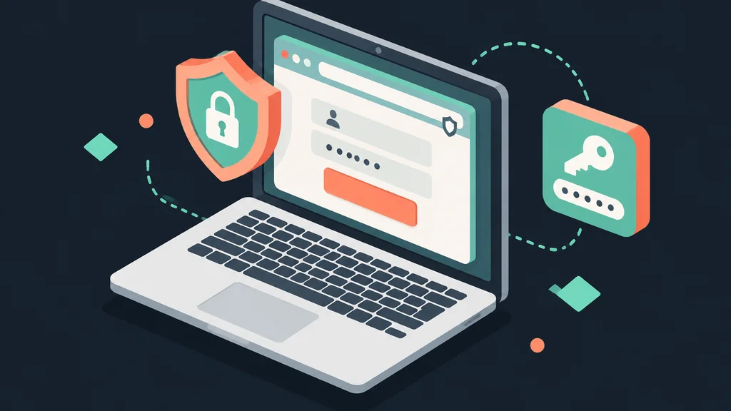 Laptop with login form and security shield