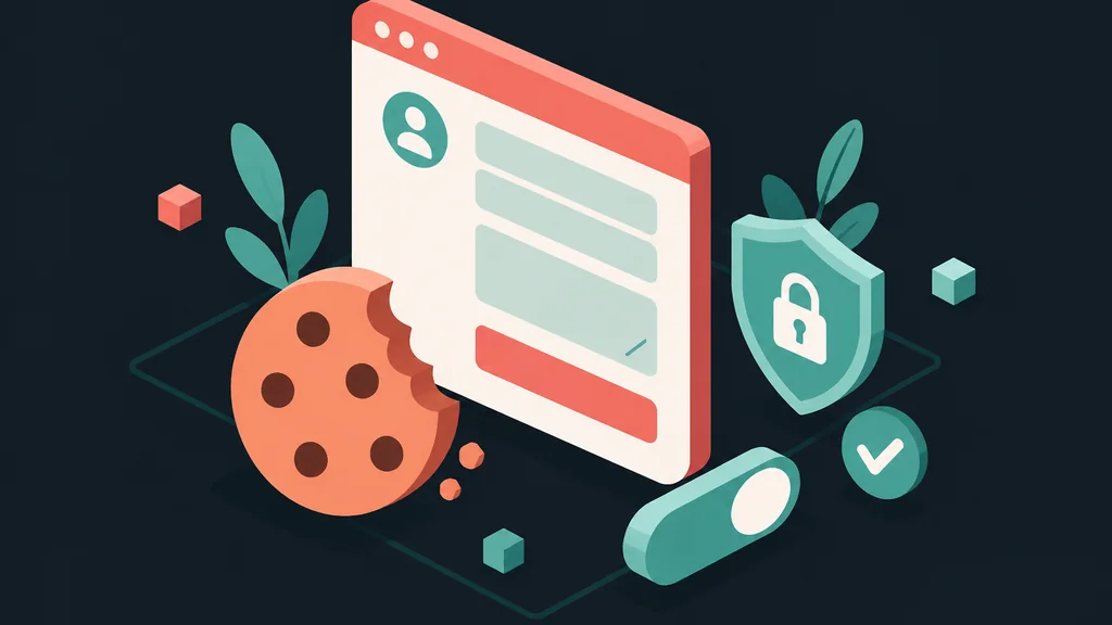 Isometric scene of website contact form and cookie icon