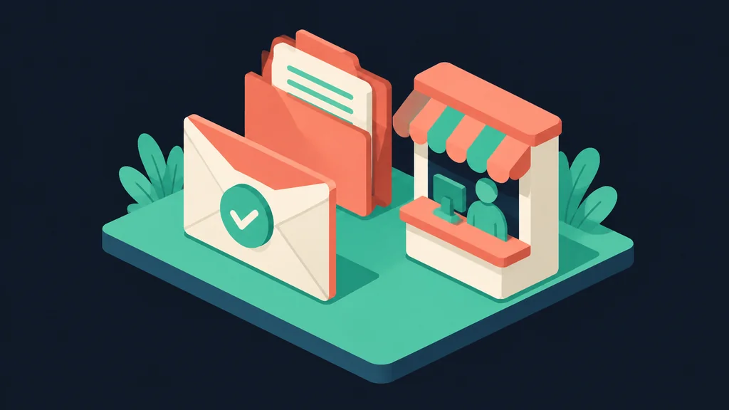 Isometric envelope, document folder, and cashier window icon